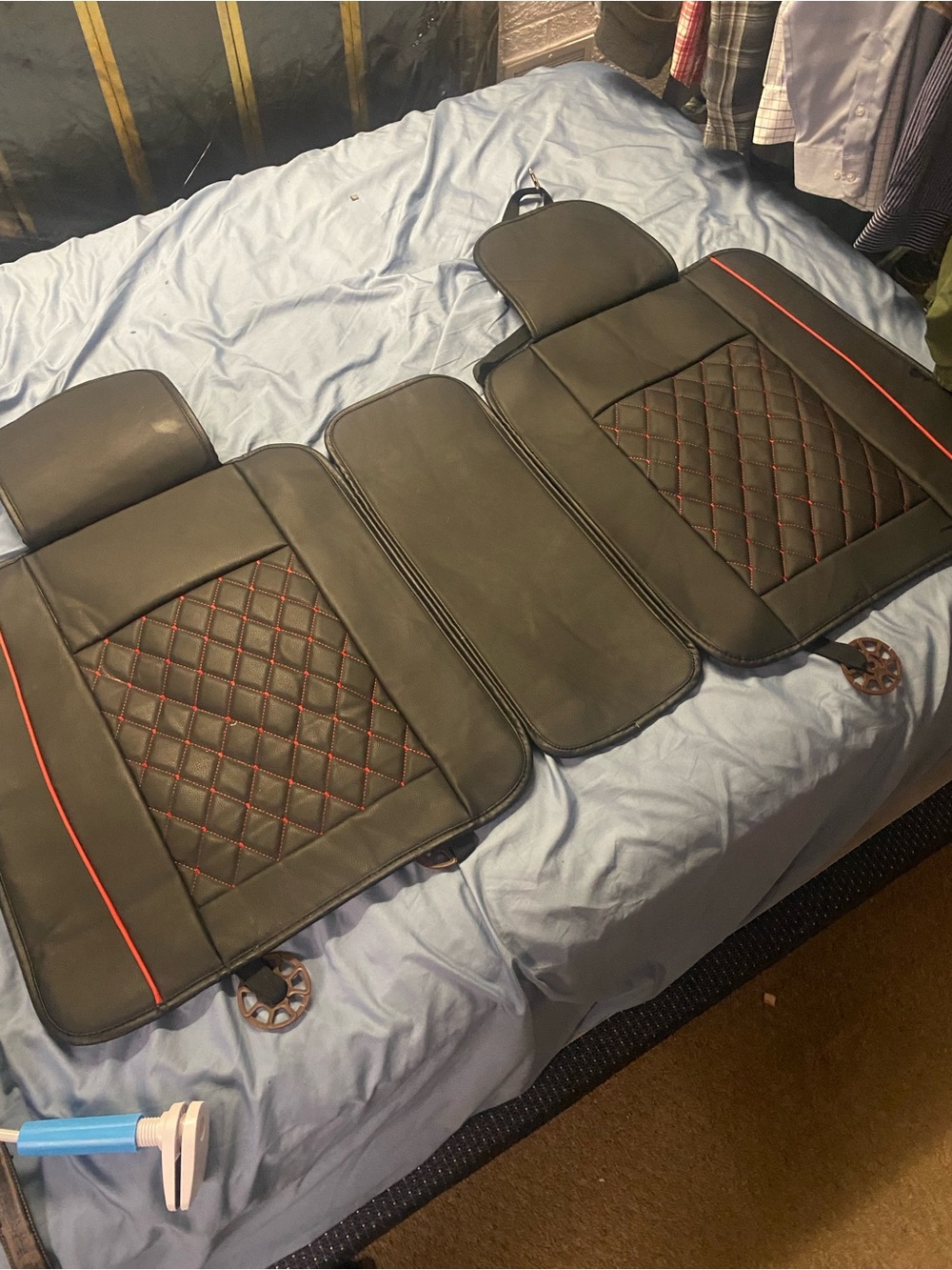 Men's Black Car Seat Protector with Red Stitching - Unbranded